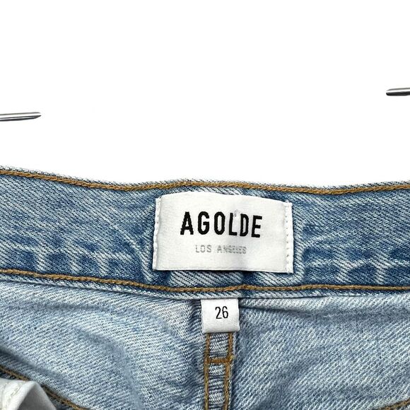 AGOLDE Womens Jeans Jamie High Rise‎ Distressed Light Wash Blue Button Fly Sz 26 - Picture 4 of 7